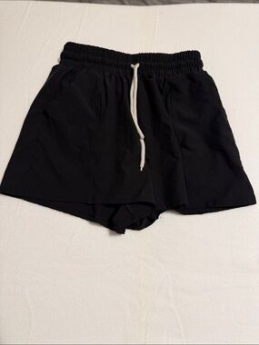 Kona Sol Black Athletic Drawstring Shorts with White Cord-s6